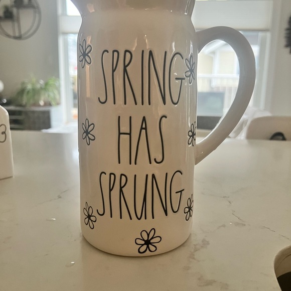 Rae Dunn Other - NWT White Ceramic Pitcher with 'Spring Has Sprung' Design Rae Dunn